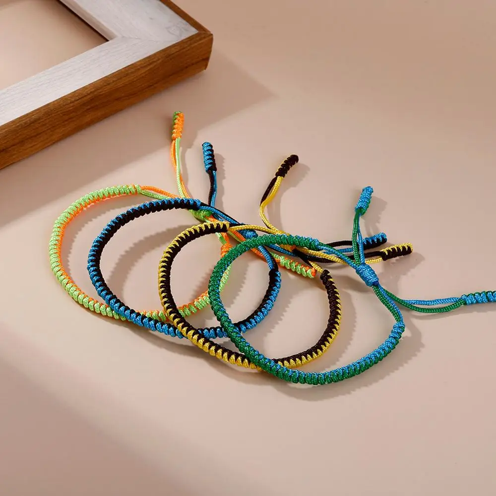 Simple Woven Cotton Rope String Bracelet Pray Yoga Handmade Multicolor Chic Bracelet for Men Women Fashion Friend Couple Bangle