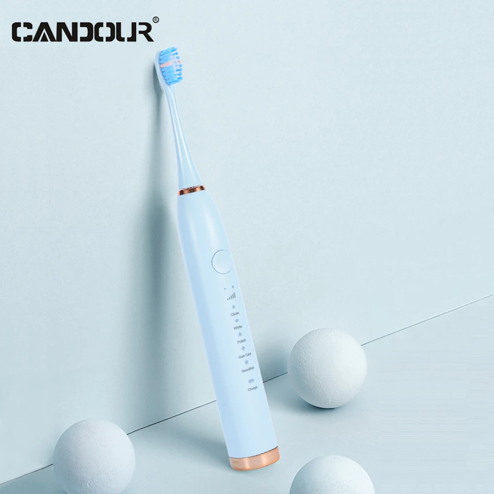 CANDOUR CD5138 Bàn Chải Đánh Răng Điện USB Tặng Cục Sạc Âm Bàn Chải Đánh Răng Dành Cho Người Lớn Thay Thế Đầu Bàn Chải Với 16 Đầu Bàn Chải