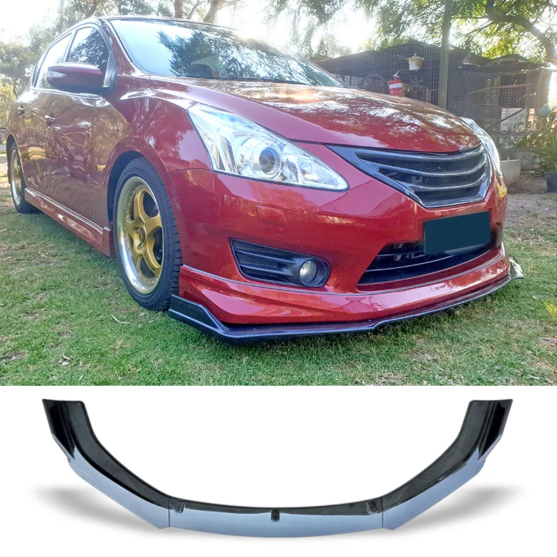 Front Bumper Spoiler Protector Plate Lip Body Kit Carbon Surface Car Decorative strip Chin Shovels For Honda Tiida 2011 - 2014