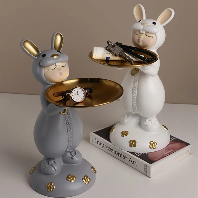 

Cute Baby Rabbit Tabletop Decoration Candy Key Storage Display Office Home Ornament Gifts Living Room Coffee Table Decor