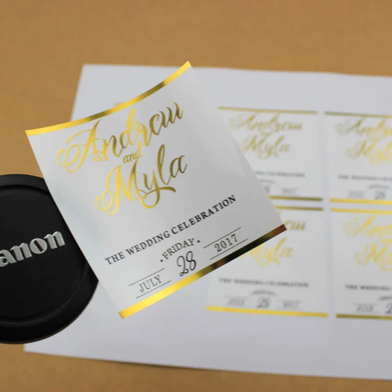 Glossy self adhesive label for cosmetic,custom brand logo packaging labels, gold or silver foil labels