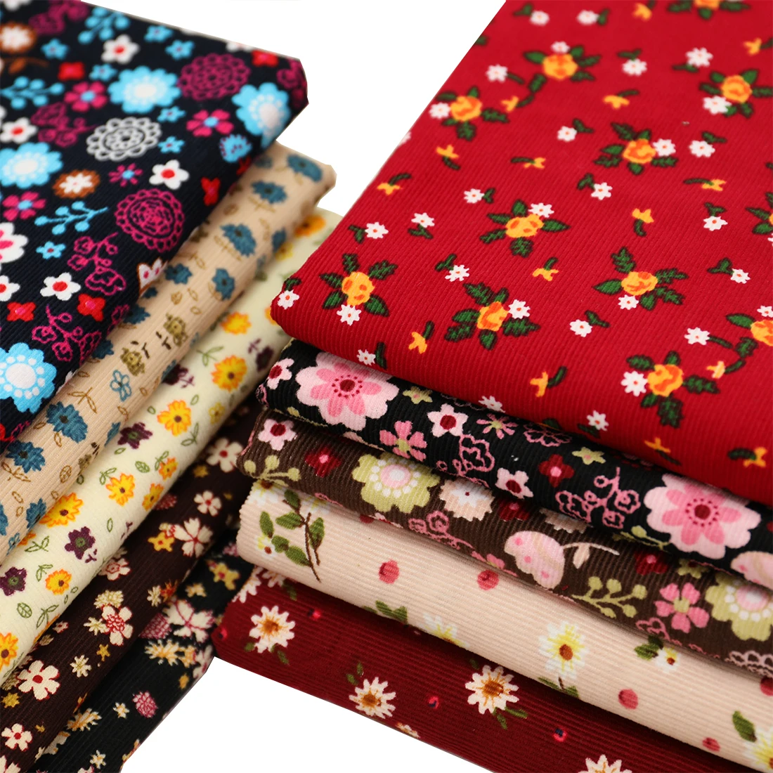 Printed Cotton Quilting Floral Corduroy Fabric For Making Clothes Dress Coat By The Half Meter DIY Patchwork Flower Cloth