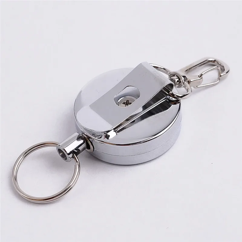 1PC Resilience Steel Wire Rope Elastic Keychain Sporty Retractable Alarm Key Chain Anti-lost Telescopic Keyring