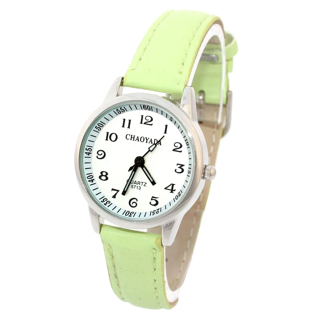 แฟชั่นรอบเรียนรู้เวลาเด็กสาวหนังสีดำควอตซ์นาฬิกาข้อมือนักเรียนเด็ก & #39s Tutor นาฬิกานาฬิกาเด็กชาย