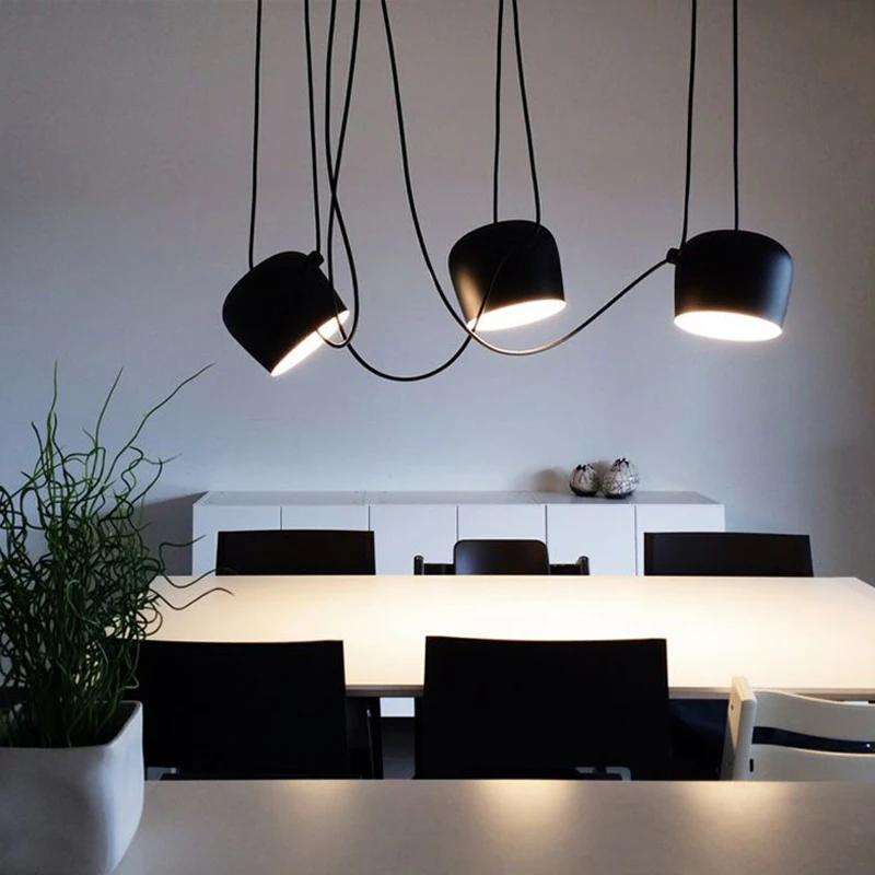 Lampa wisząca z czarnym bębnem Nordic lampa wisząca Pająk przemysłowe lampy wiszące do restauracji kuchnia Loft oprawa oświetleniowa