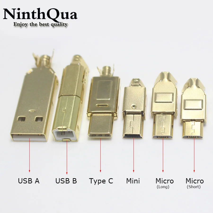 1/2/5pcs Gold plated Type C  USB A USB B Mini USB Micro Connector Jack Tail Socket Connector Port Sockect For HiFi Audio Adapter