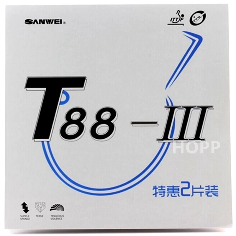 SANWEI T88 III (T88-3) Table Tennis Rubber (Half-sticky, loop) with Sponge Pimples In Original SANWEI Ping Pong Rubber