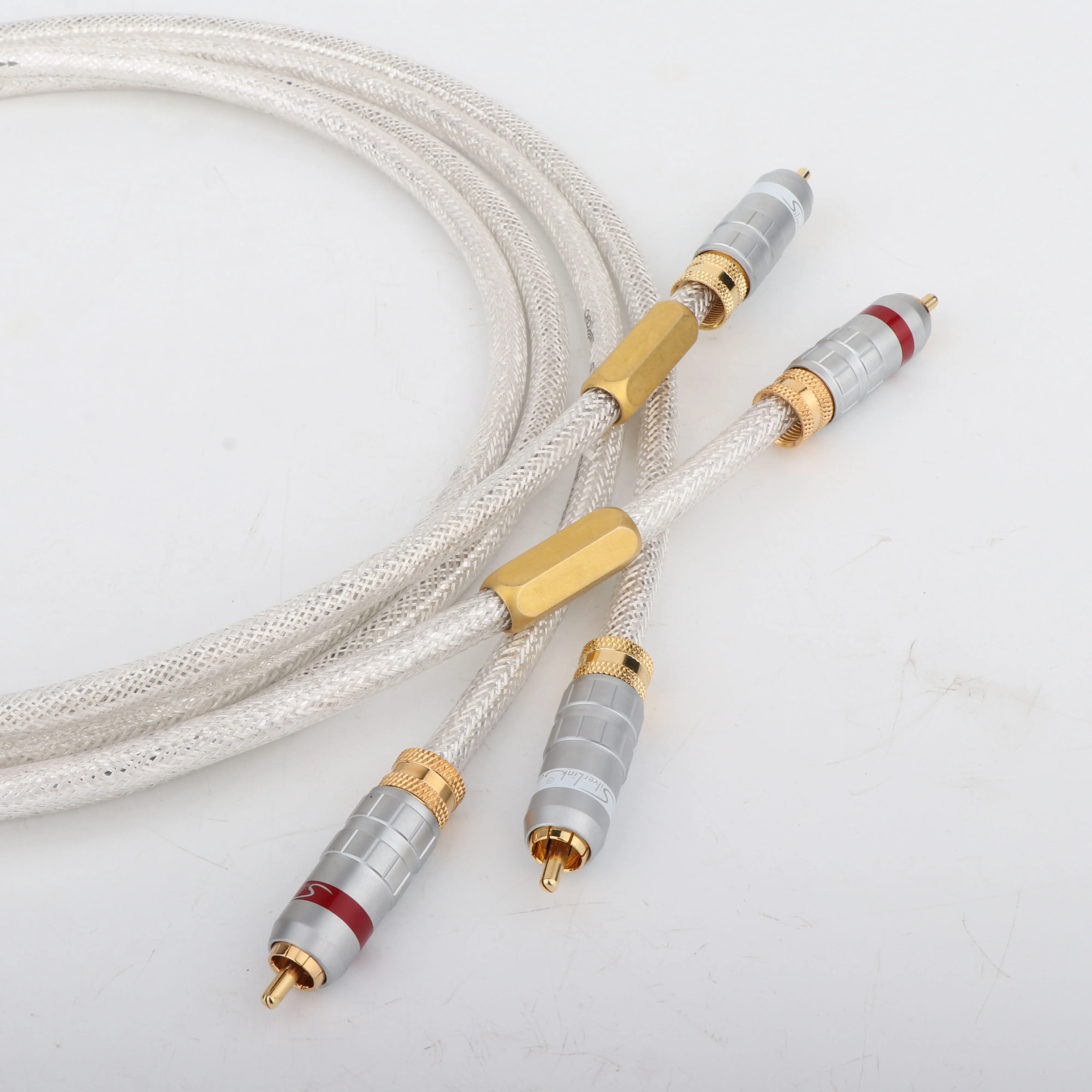 Pair OCC Silver-Plated Interconnect Cable Signal wire With Gold plated RCA Plug Connector Audio Line Same as QED Signature