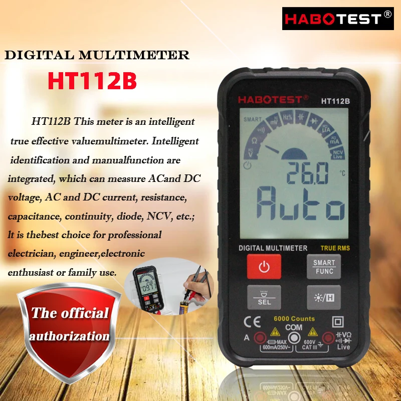 HABOTEST HT112B Pocket Pocket Automatic Range Fool Electronic Electrician Repair True RMS Digital Multimeter