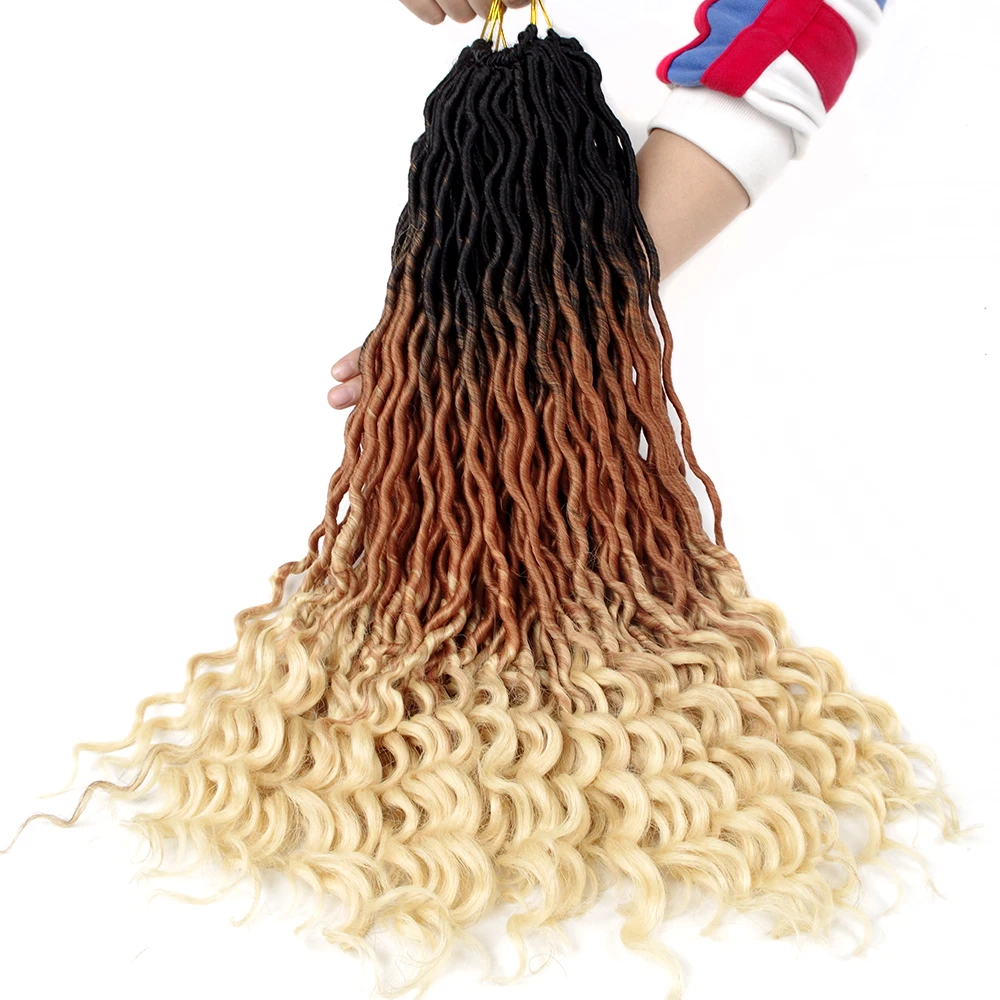 Sally Hair Curly Faux Locs 12 Strands/Pack 20นิ้ว Ombre Braiding ผมสีม่วงหลวม End Crochet Braids ผม extension