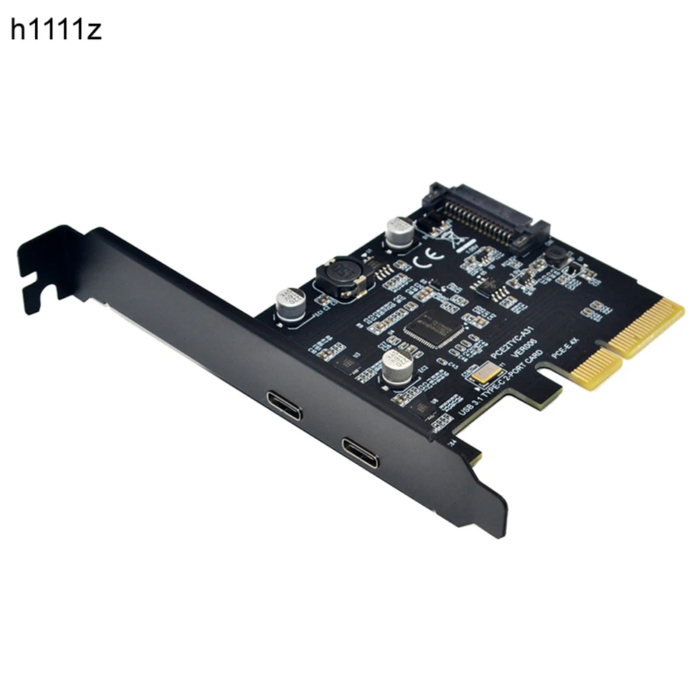 USB 3.1 PCIE Raiser Card Dual Reversible USB 3.1 Gen 2 Type-C Ports PCI-E PCI Express X4 SATA 15Pin Connector 10Gbps Add On Card