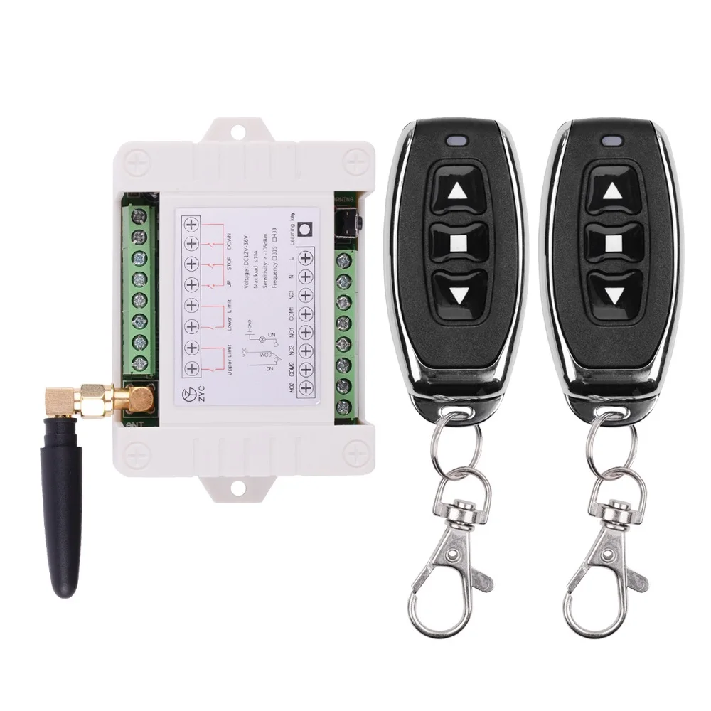 12V 24V 36 10A Motor Remote Control Switch Motor Forwards Reverse Up Down Stop Door Window Curtain Wireless TX RX Limited Switch