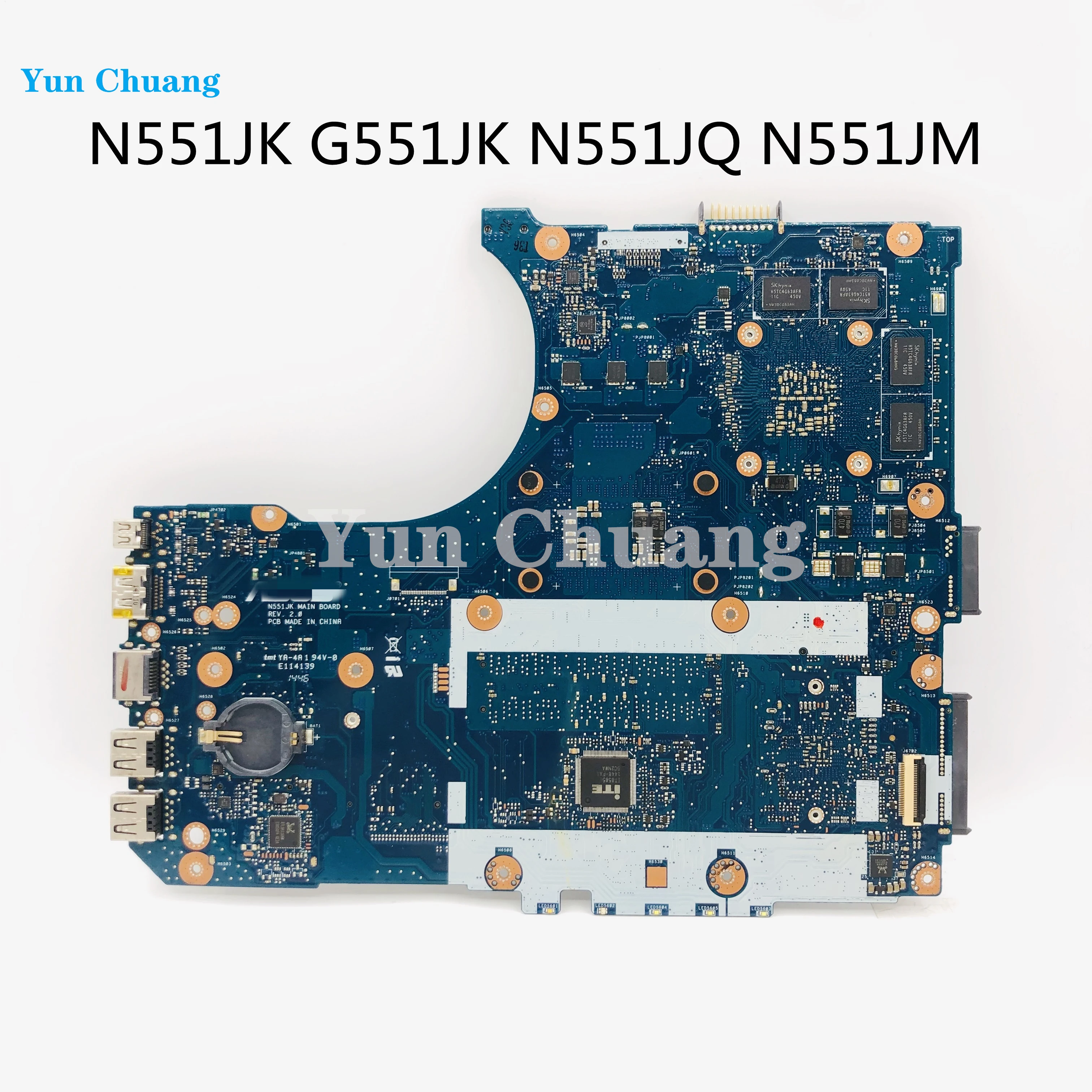 Carte mère pour Asus N551JK G551JK N551JQ N551JM N551J, pour ordinateur portable, Test original, I7-4710HQ CPU, GTX850M