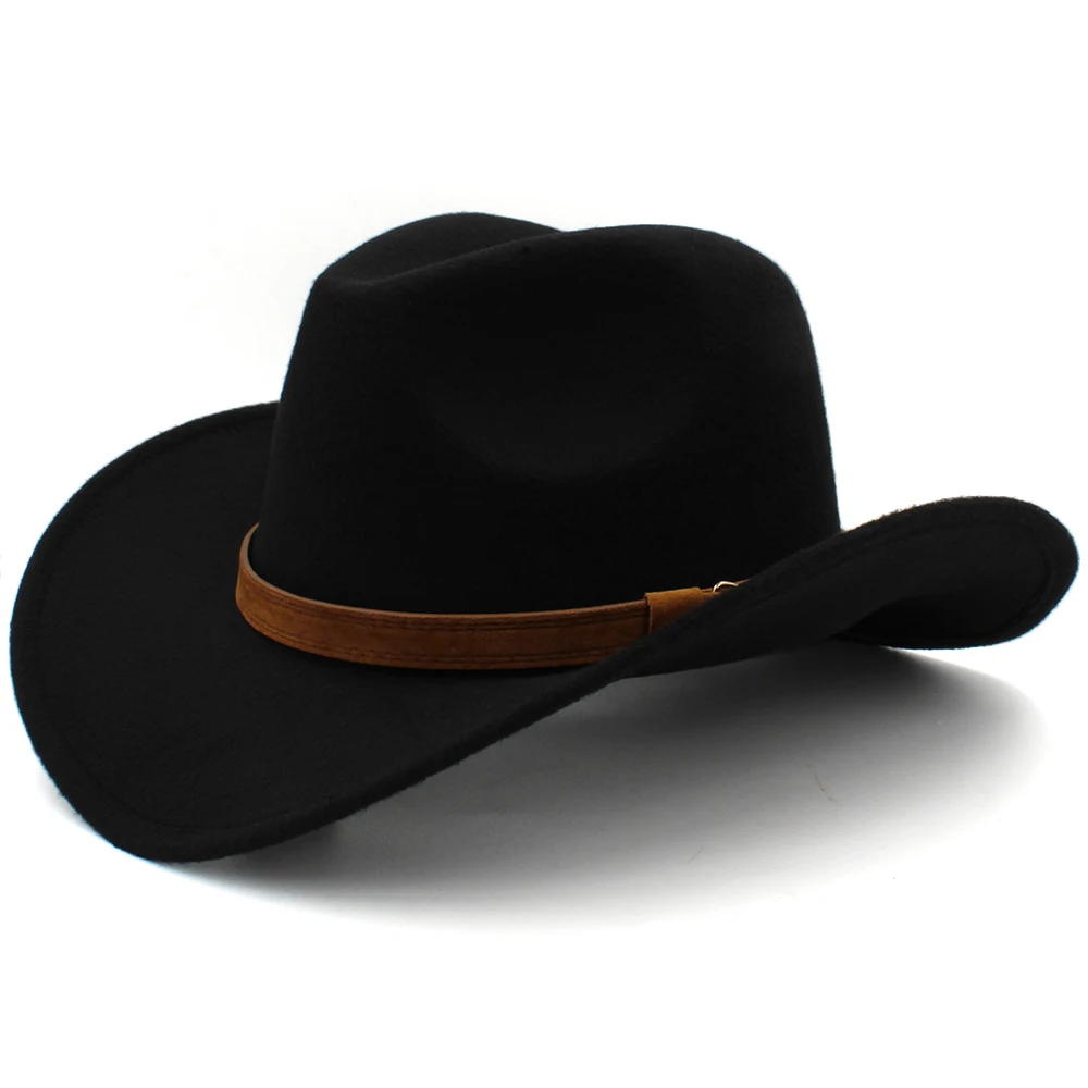 3 Sizes Parent-child Men Women Kids Western Cowboy Hats Wide Brim Panama Sunhats Fedora Caps Trilby Jazz Sombrero Travel Party