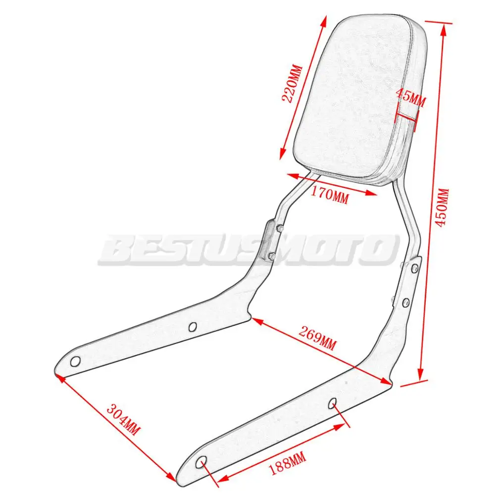 Motorcycle Backrest Sissy Bar Luggage Rack For Honda VT750 Shadow Spirit 2007-2014 Honda VT750C2B Phantom 2010-2019