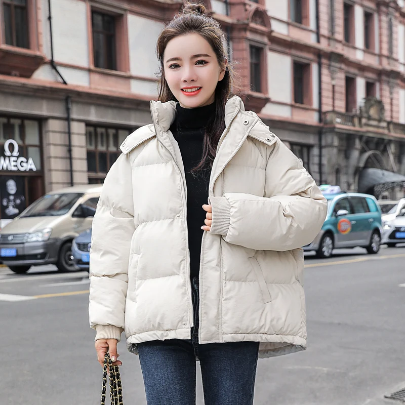 2024 New Autumn Winter Jacket Hooded Women Parkas Coat Loose Cotton-padded Short Jackets Female Parkas Warm Casual Overcoat