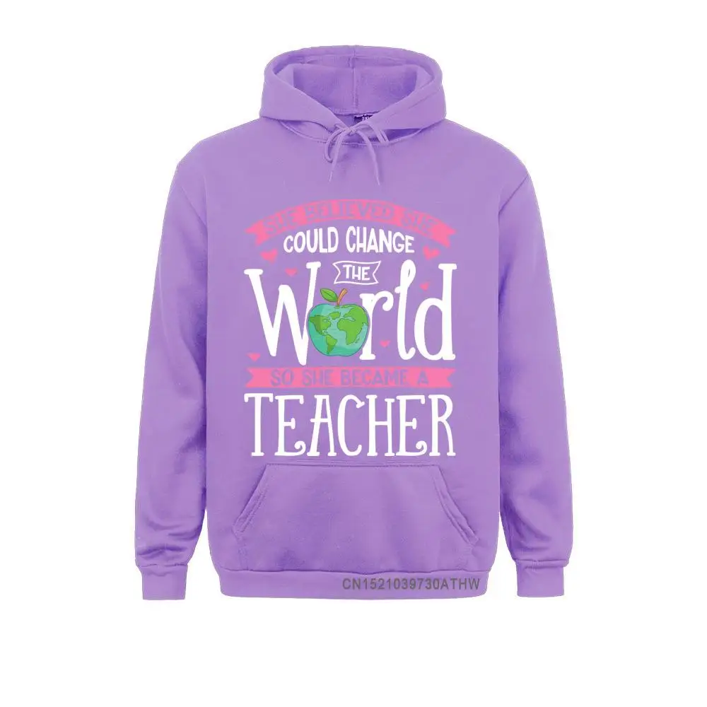 Plain She Believed She Could Change The World Teacher Gift Men Sweatshirts Adult Hoodies Long Sleeve Winter/Fall Hoods