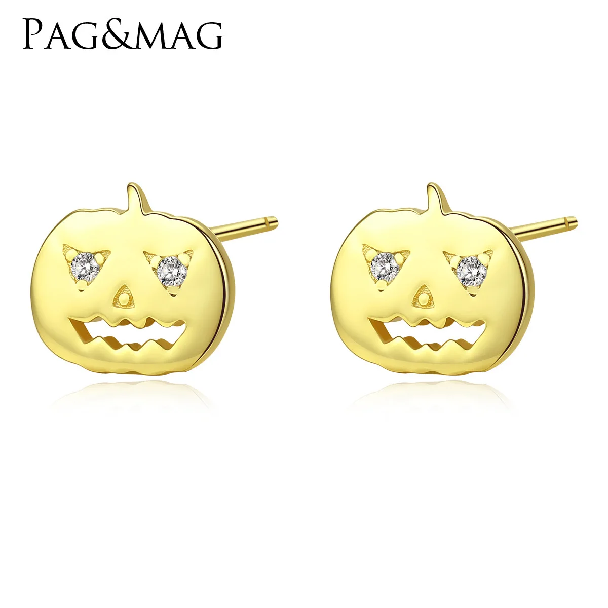 

PAG & MAG S925 Sterling Silver Earrings creative Halloween drawing pumpkin Earrings Korean cartoon sterling silver jewelry