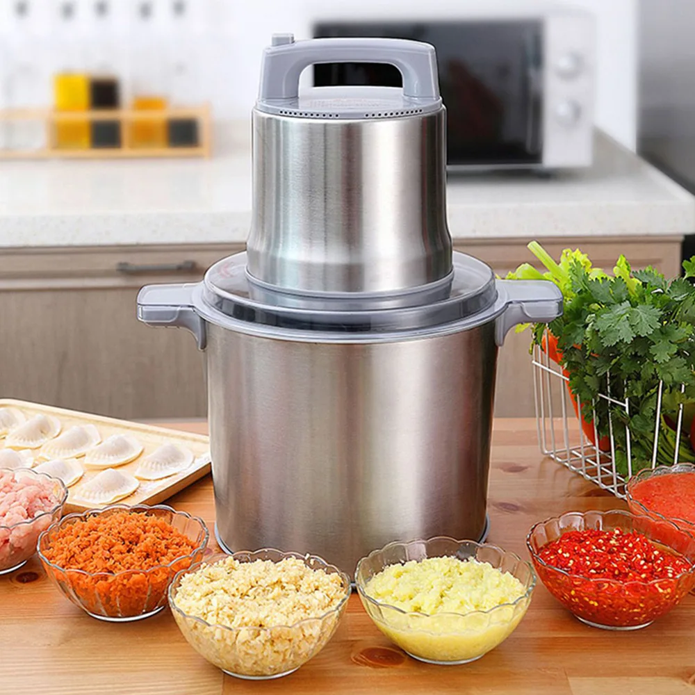 Moedor de carne elétrico de aço inoxidável, triturador de vegetais em grande escala, misturador de alimentos, máquina multifuncional