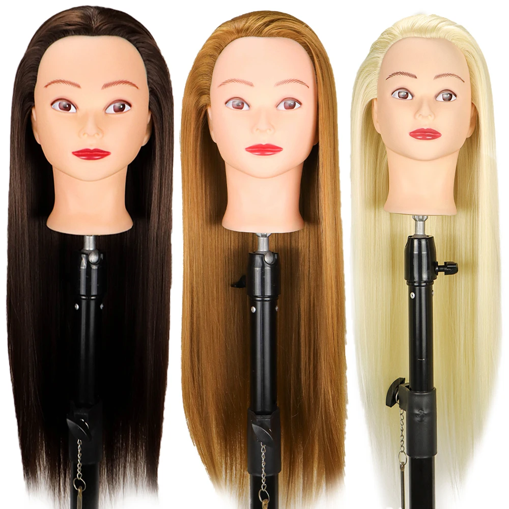 High Temperature Fiber Blonde Hair Mannequin Head Without Tripod  Training Head For Braid Hairdressing Manikin Head With Gift