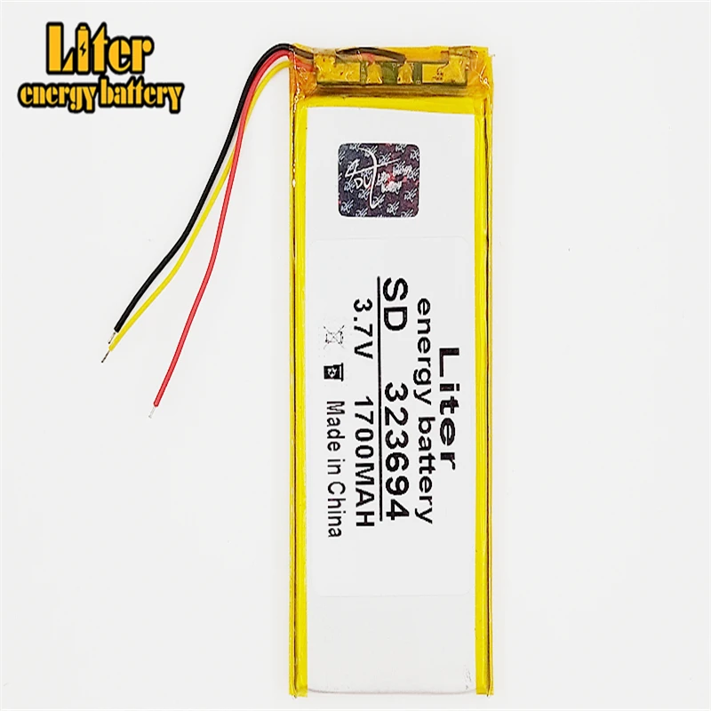 3 line 3.7V 1700mAh 323694 Lithium Polymer Li-Po li ion Rechargeable Battery cells For Mp3 MP4 MP5 GPS