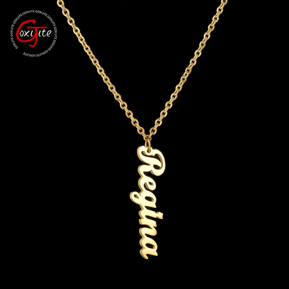 

Ожерелье Goxijite с именем для женщин, регулируемое колье из нержавеющей стали золотого цвета с индивидуальными буквами, Подарочный кулон