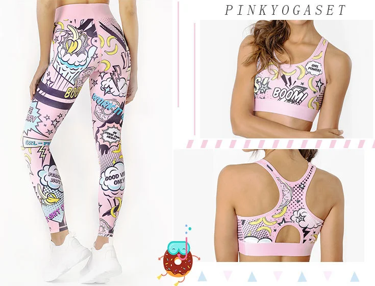 Yoga Set Women Tracksuit Graffiti Sportswear Yoga Set Tracksuit For Women, Workout Set Clothes Gym Clothes 2 Piece Set Leggings