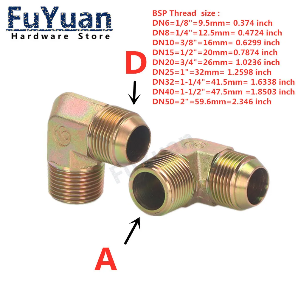 Tube d\'huile hydraulique haute pression, filetage mâle femelle BSP, acier au carbone, coude de annulé inage, 1/8 \