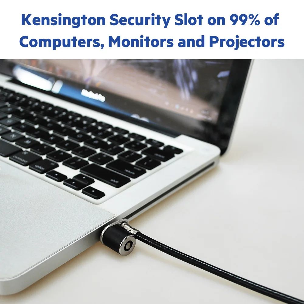 Kensington Original Keyed Laptop Lock with 1.5m Steel Cable Anti Theft for Monitor and Projector K64636