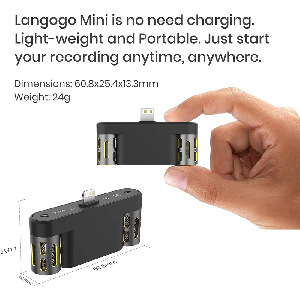 Langogo Mini Voice Microphone Portable Audio Video Recording Mini Mic for iPhone Android Live Broadcast Gaming Phone Microfonoe