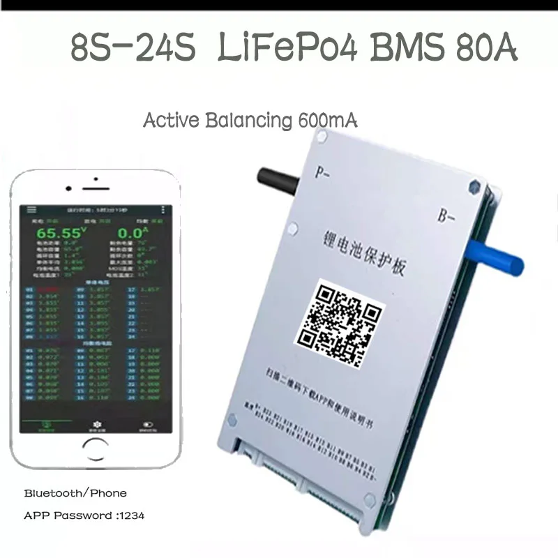 

JK BMS LiFePo4 3.2V Active Equalizer 600mA 8S 12S 15S 16S 20S 21S 23S 24S Bluetooth RS485 CAN Discharge 80A Peak 160A Ebike