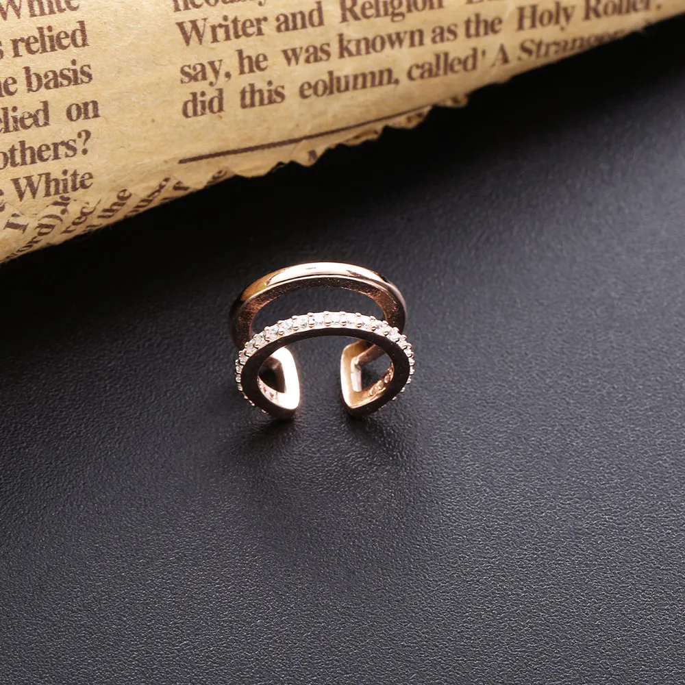 أقراط أذن من SHADOWHUNTERS من الفضة الإسترليني عيار 925 طبقات مزدوجة من الزركون الشفاف CZ أقراط أذن للنساء مجوهرات أقراط أذن عصرية 2020 #4