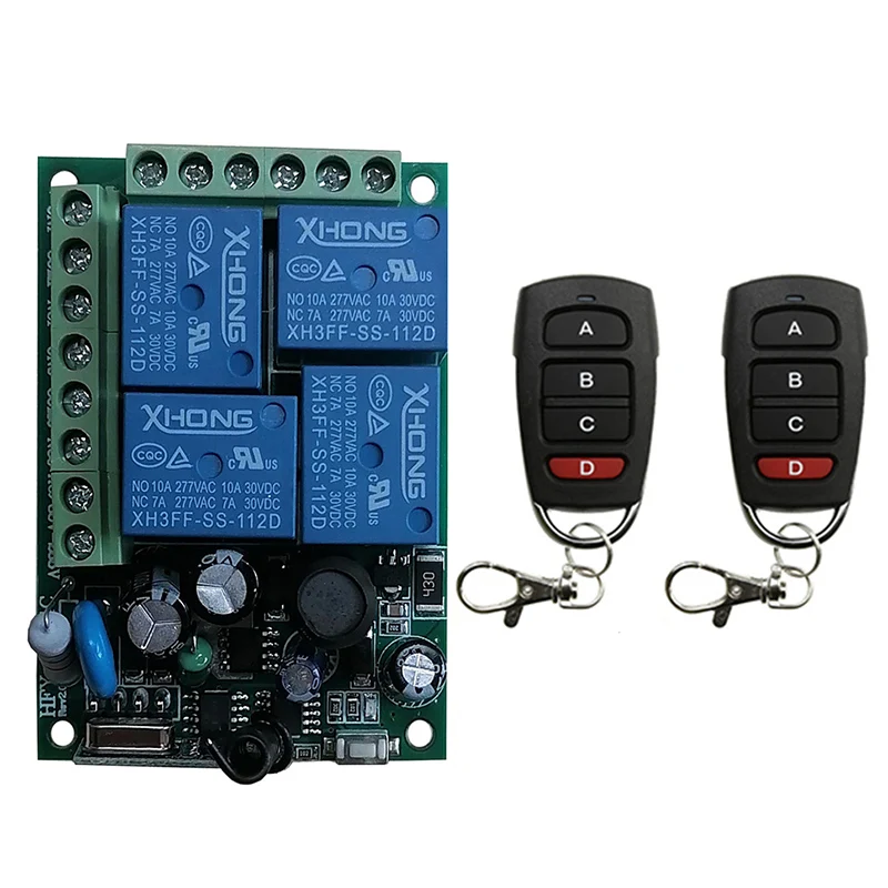 

Universal Wireless Remote Control Switch 433MHz AC110V 220V 4CH Relay Receiver Rf Transmitter For Garage/Gate/Motor/Light/Lamp