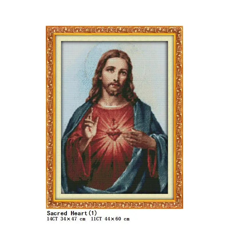 Gesù Sacro Cuore di Cristo Figura Religiosa Pittura Conteggio Stampa FAI DA TE Punto Croce Kit DMC 11CT 14CT Del Ricamo Needlework Set