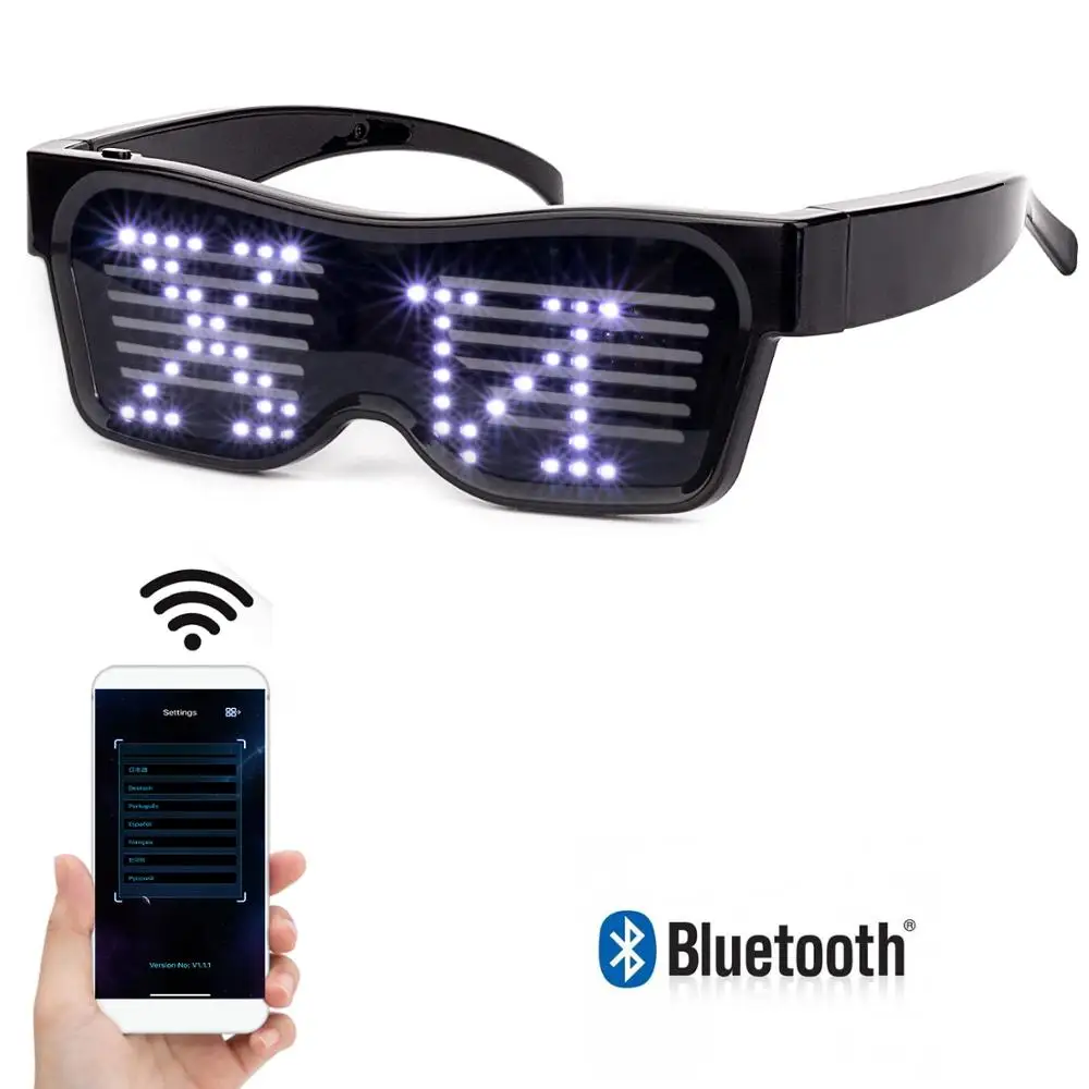 

LED Glasses for Flashing Bluetooth APP Control - Display Messages, Animation, DJ holiday party birthday children's toy gift