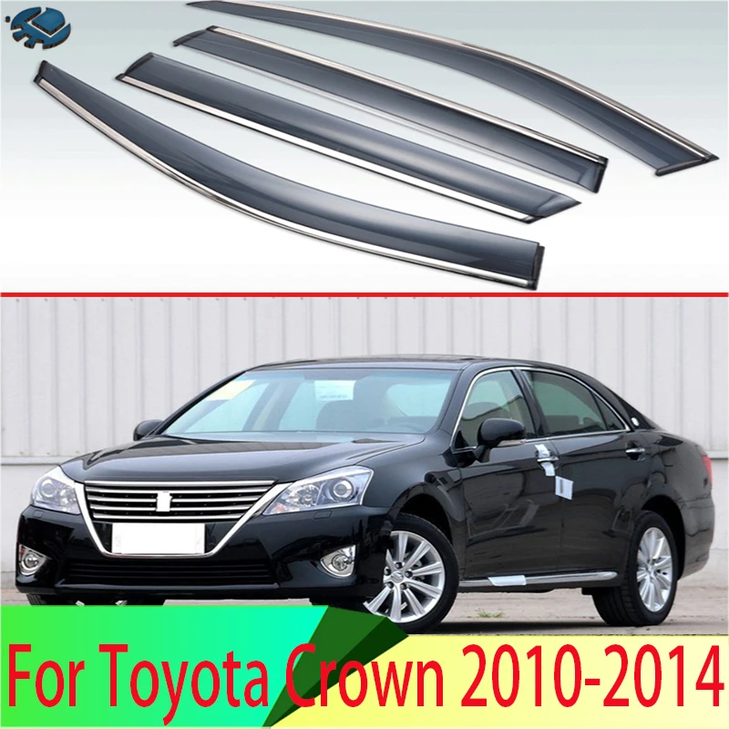 

For Toyota Crown 2010-2014 Plastic Exterior Visor Vent Shades Window Sun Rain Guard Deflector 4pcs Not suitable for Japanese