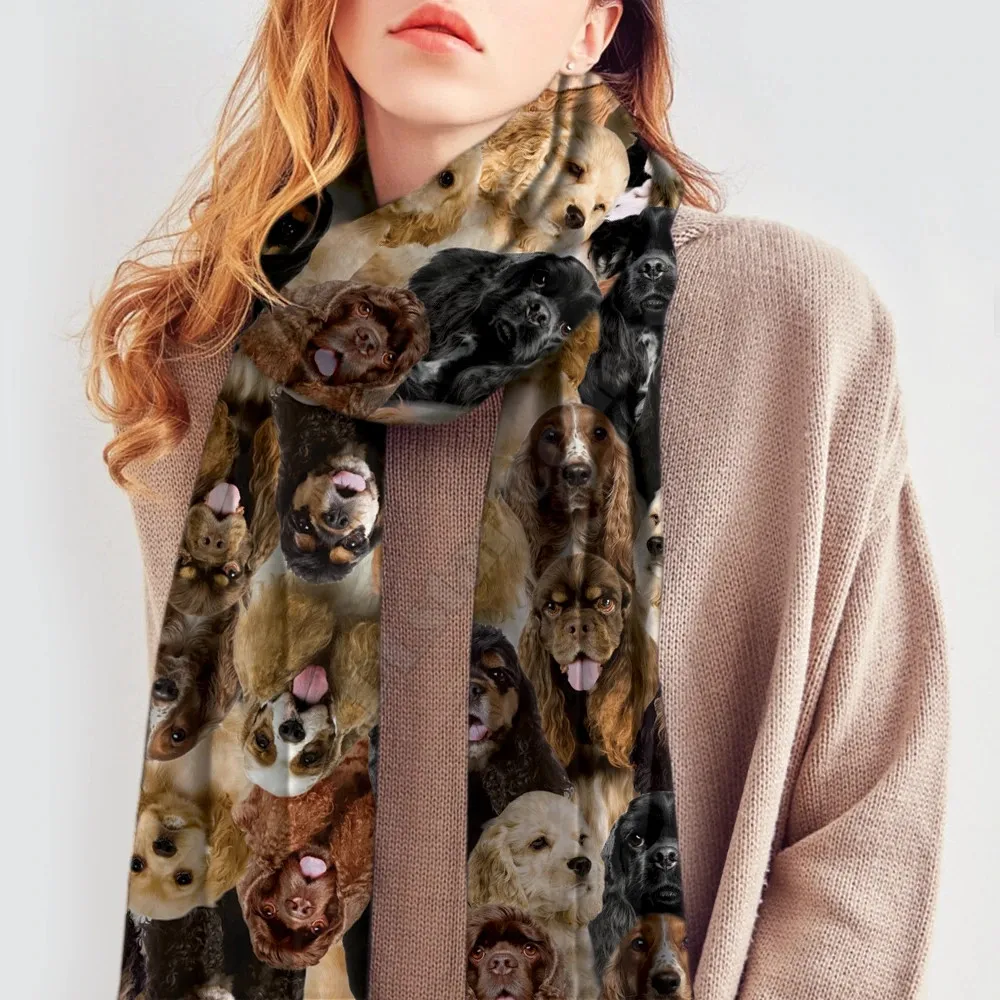 

You Will Have A Bunch Of American Cocker Spaniels Printed Imitation Cashmere Scarf Autumn And Winter Thickening Warm Shawl Scarf