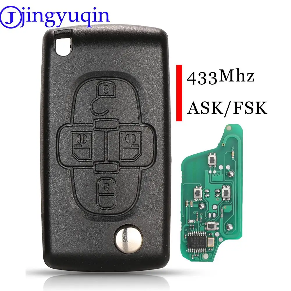 jingyuqin 4 Buttons Remote Flip Car Key Circuit Board Fob 433Mhz For Peugeot 1007 For Citroen C8 VA2/HU82 Blade CE0523