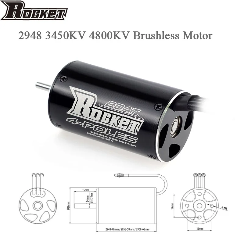 

Двигатель Surpass Hobby Rocket 2948 3450KV 4800KV 4-полюсный, бесщеточный, водонепроницаемый, для ударной установки Feilun FT011, 600-800 мм, радиоуправляемая лодка