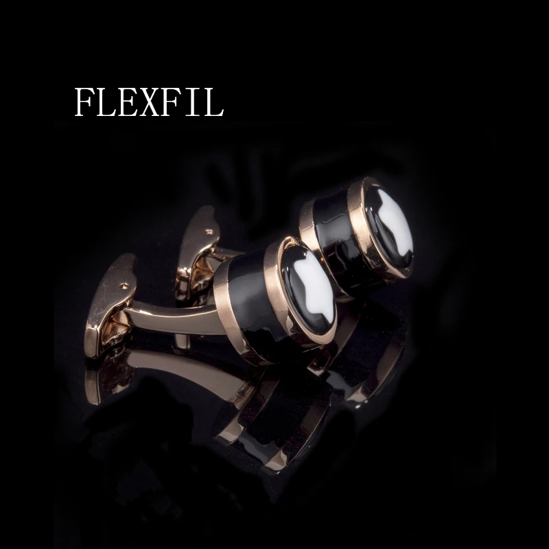 FLEXFIL Luxury shirt cufflinks for men's Brand cuff buttons cuff links gemelos High Quality round wedding abotoaduras Jewelry