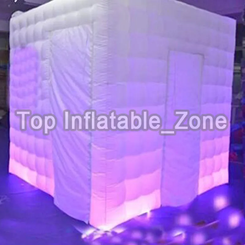 Cabine fotográfica inflável personalizada para festa de casamento, cubo inflável, casa inflável carbin com luz LED multicolorida