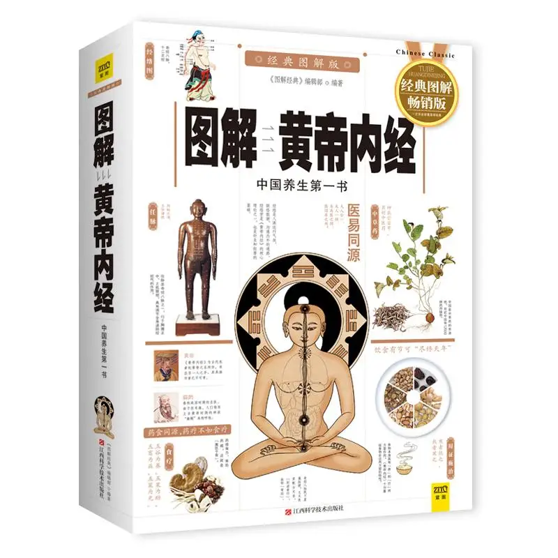 The Yellow Empero's Canon Internal Medicine Book with picture explained in chinese ,Chinese traditional health classic textbook