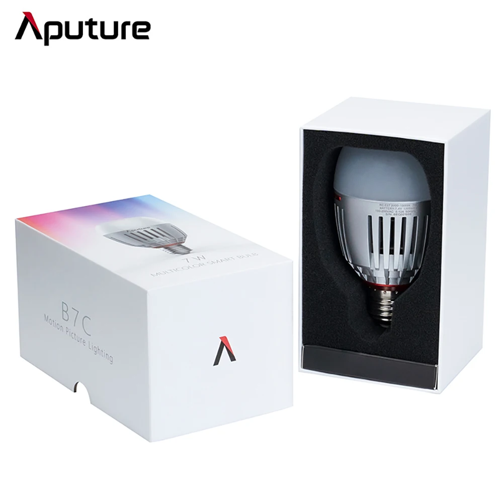 Aputure Accent B7C 7W RGBWW светодиодный умная фотолампа 2000k-10000K, регулируемая 0-100%, плавное затемнение, управление через приложение, освещение для фотосъемки