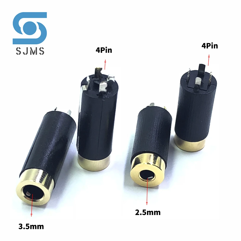 2pcs 2.5mm 3.5mm 4 Pole Stereo Female Socket Jack Socket 2.5 3.5 Dual Channel Jack 4 Pole Female Audio Jack For Headphone