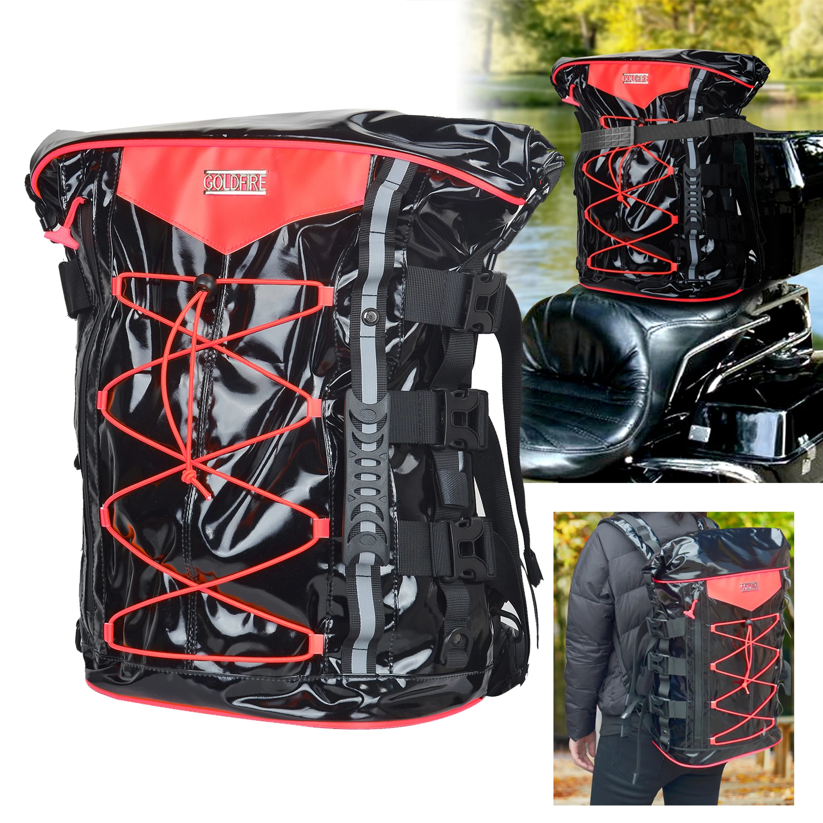 40-65L Expandable Motorcycle Sissy Bar Bag Upgrade High Quality Cool Cycling Back Seat Storage Backpack Organizer Waterproof