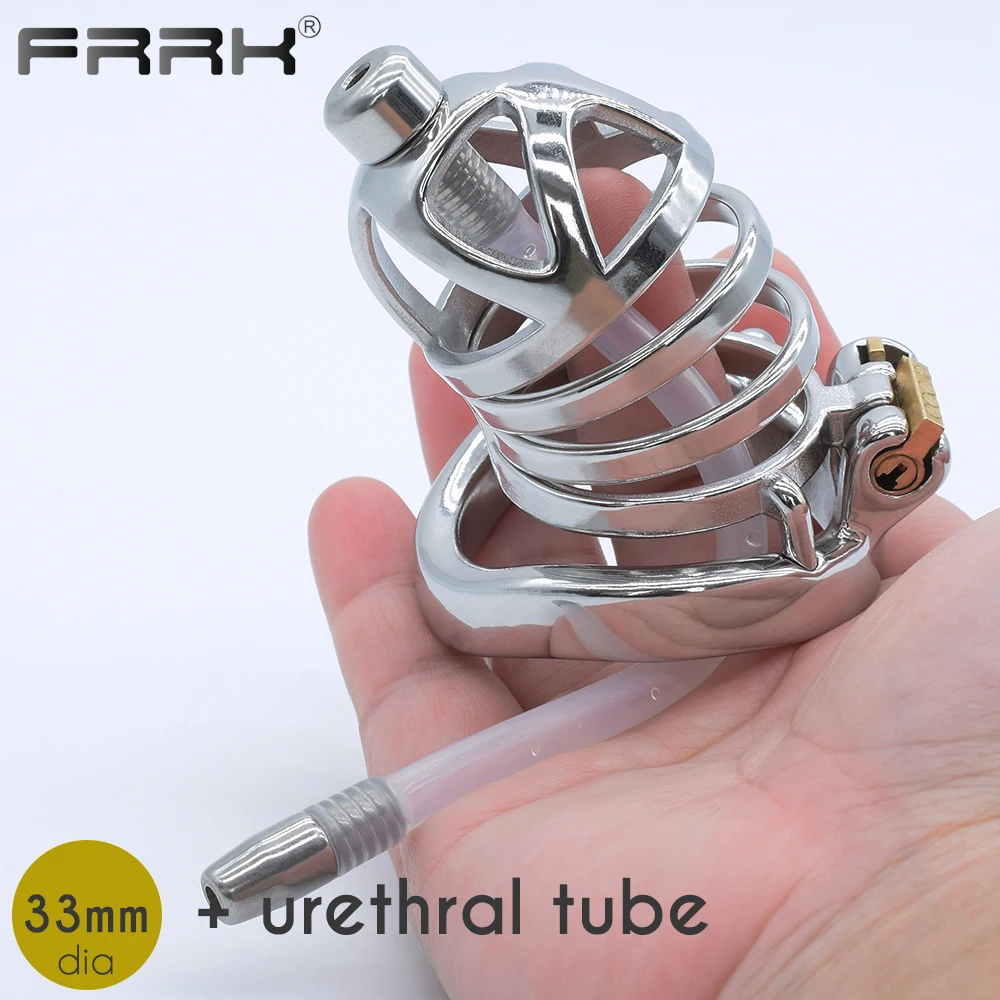 

FRRK Chastity Belt Male Bondage Device Steel Cock Cage Men's Penis Ring Urethral Toys for Adult Games Sexual Shop BDSM Products