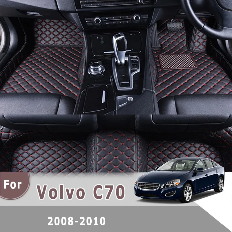 

RHD Car Floor Mats For Volvo C70 2010 2009 2008 Leather Foot Pads Car Accessories Interior Custom Front And Rear Carpets Rugs