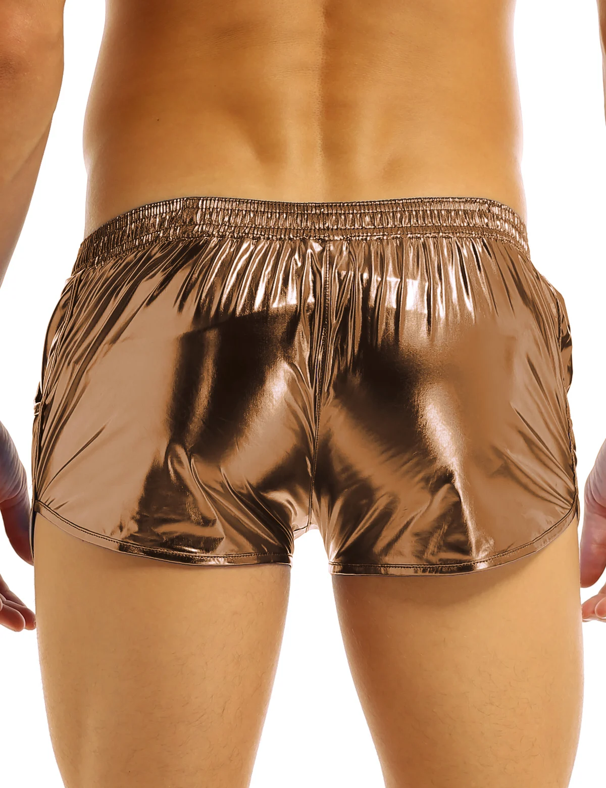 Mens Shiny Metallic Boxer Shorts Low Rise Stage Performance Clubwear Pole Dance Rave Party Costume Trunks Male Shorts Undrewear