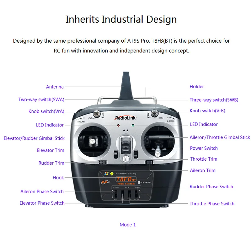 Radiolink T8FB 2.4ghz 8 canali trasmettitore e ricevitore Radio RC R8EF telecomando Dual Stick per Robot per auto barca aereo