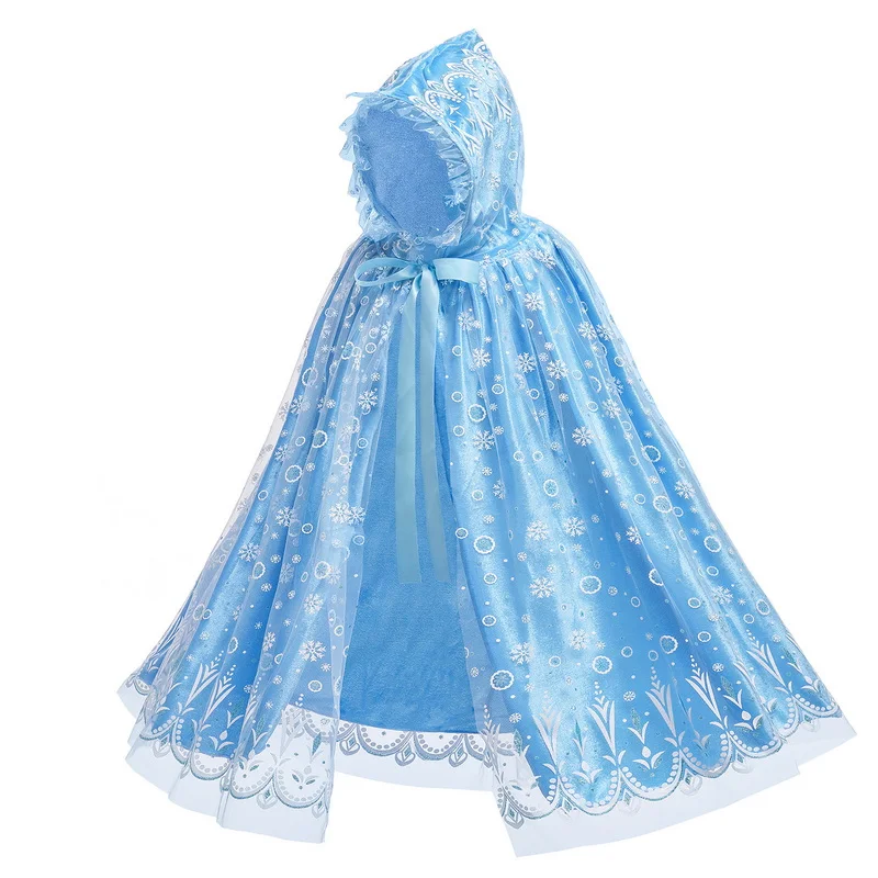 Inverno bambini Frozen 2 mantello Halloween natale ragazze principessa blu cartone animato scialle con cappuccio Cape Party Gift Dress Set di accessori